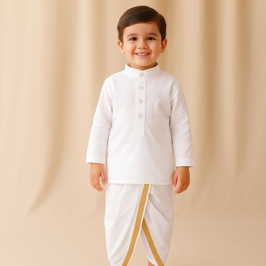 kids dhoti kurta set cotton white