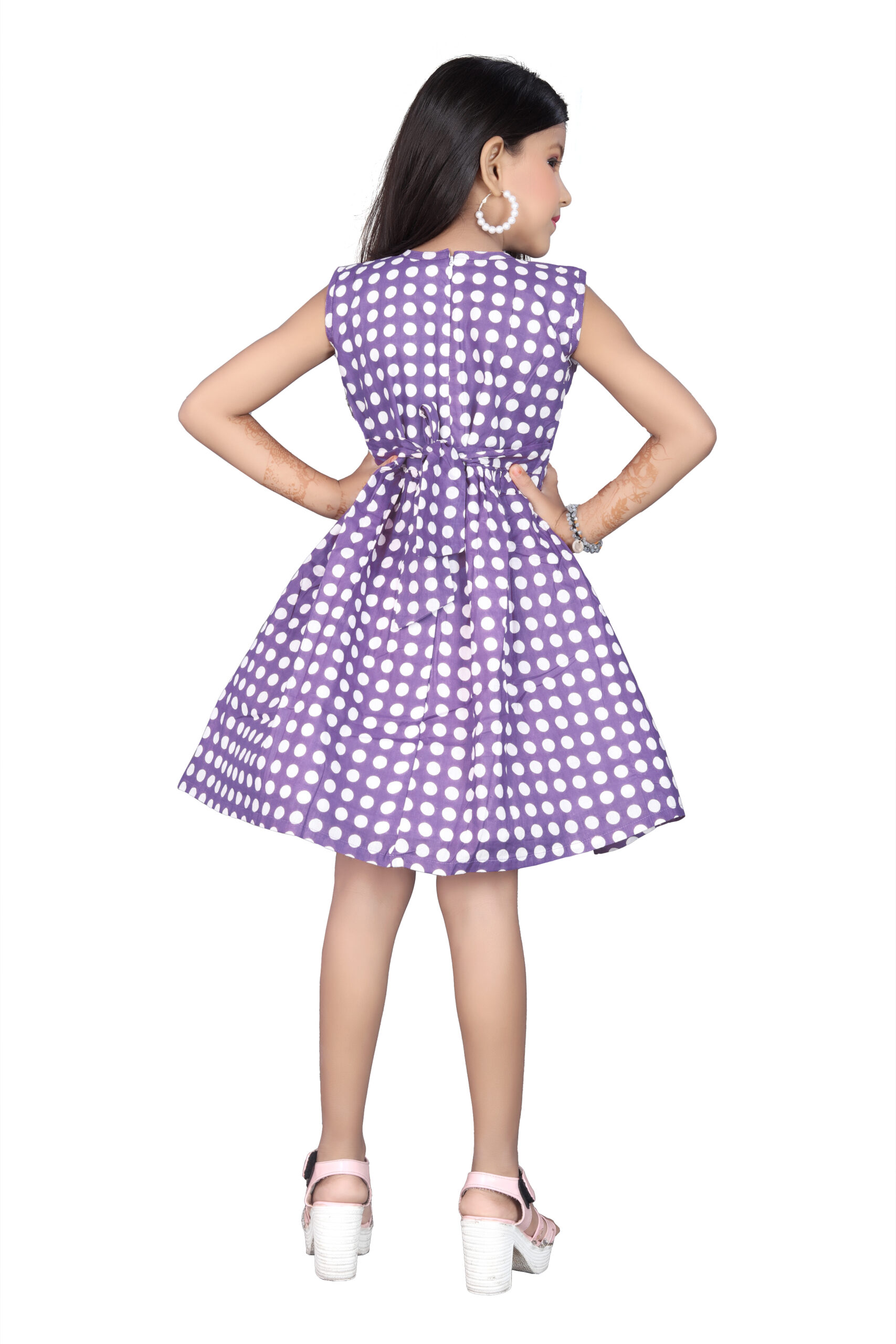 Vishtish Cotton Frocks | Knee Length | Polka Dot Printed - Image 2