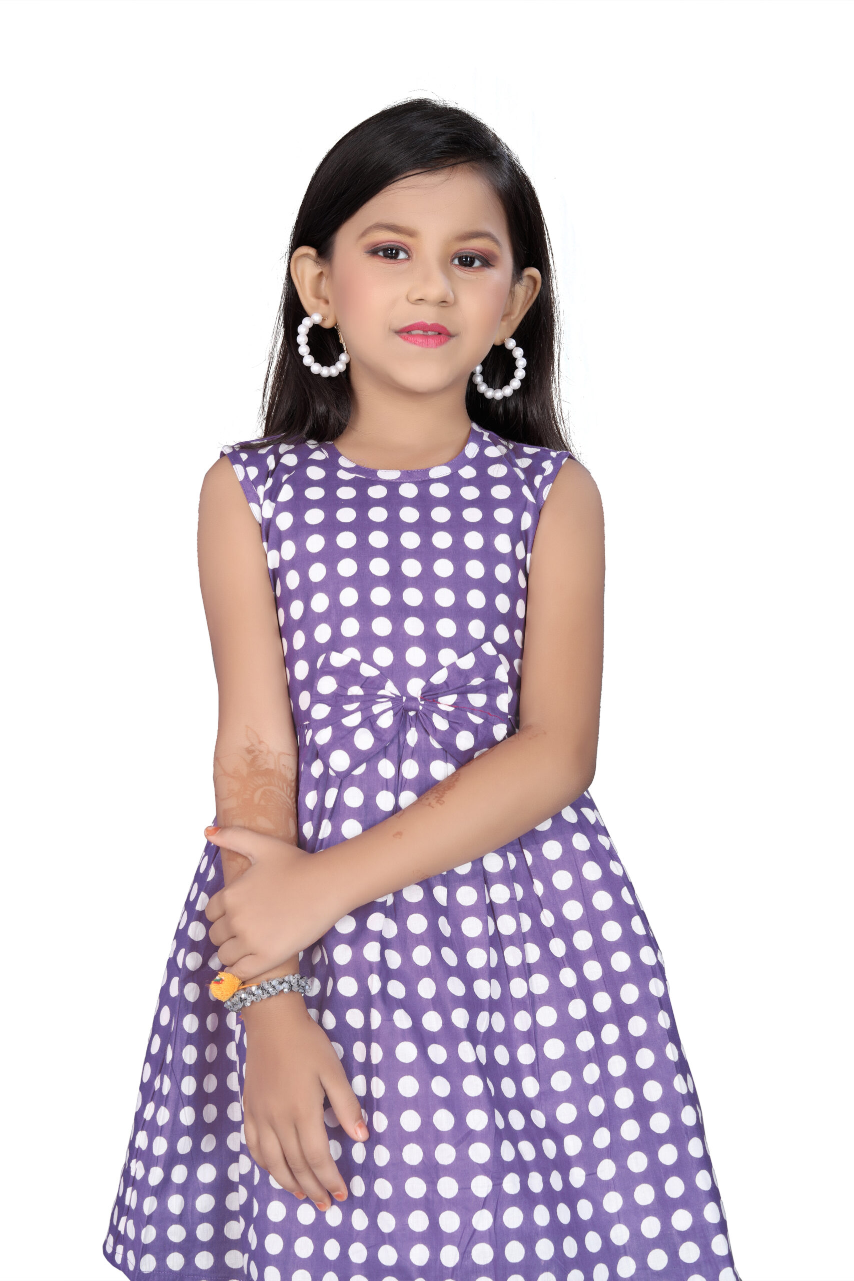Vishtish Cotton Frocks | Knee Length | Polka Dot Printed - Image 4