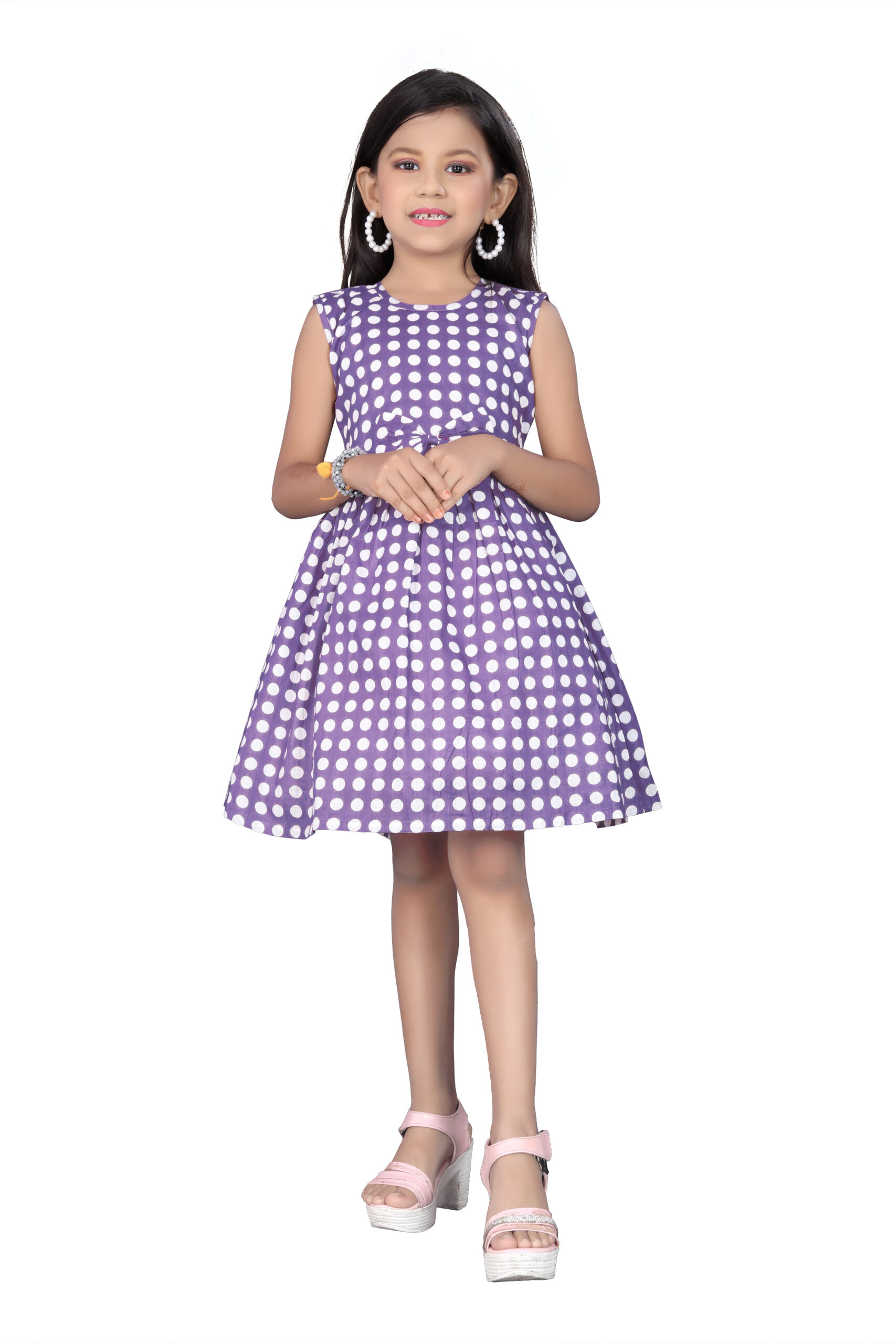 Vishtish Cotton Frocks | Knee Length | Polka Dot Printed