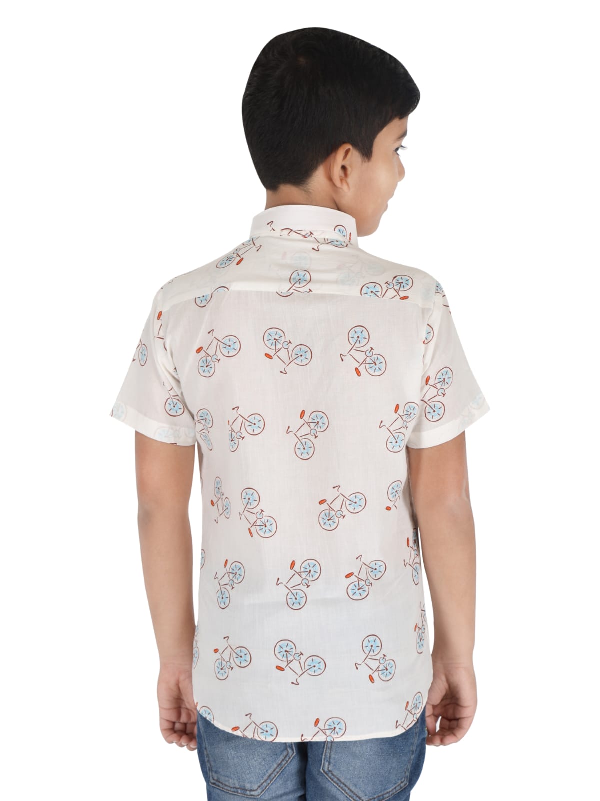 Vishtish Boys Pure Cotton Cycle Printed Shirt – Half Sleeve, Regular Fit, Collared Kids Shirt - Image 2