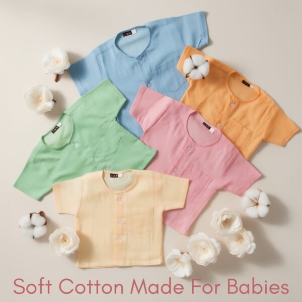 Vishtish Pure Cotton Bundy/Jabla for Newborn Kids, Half Sleeves, Pack of 5