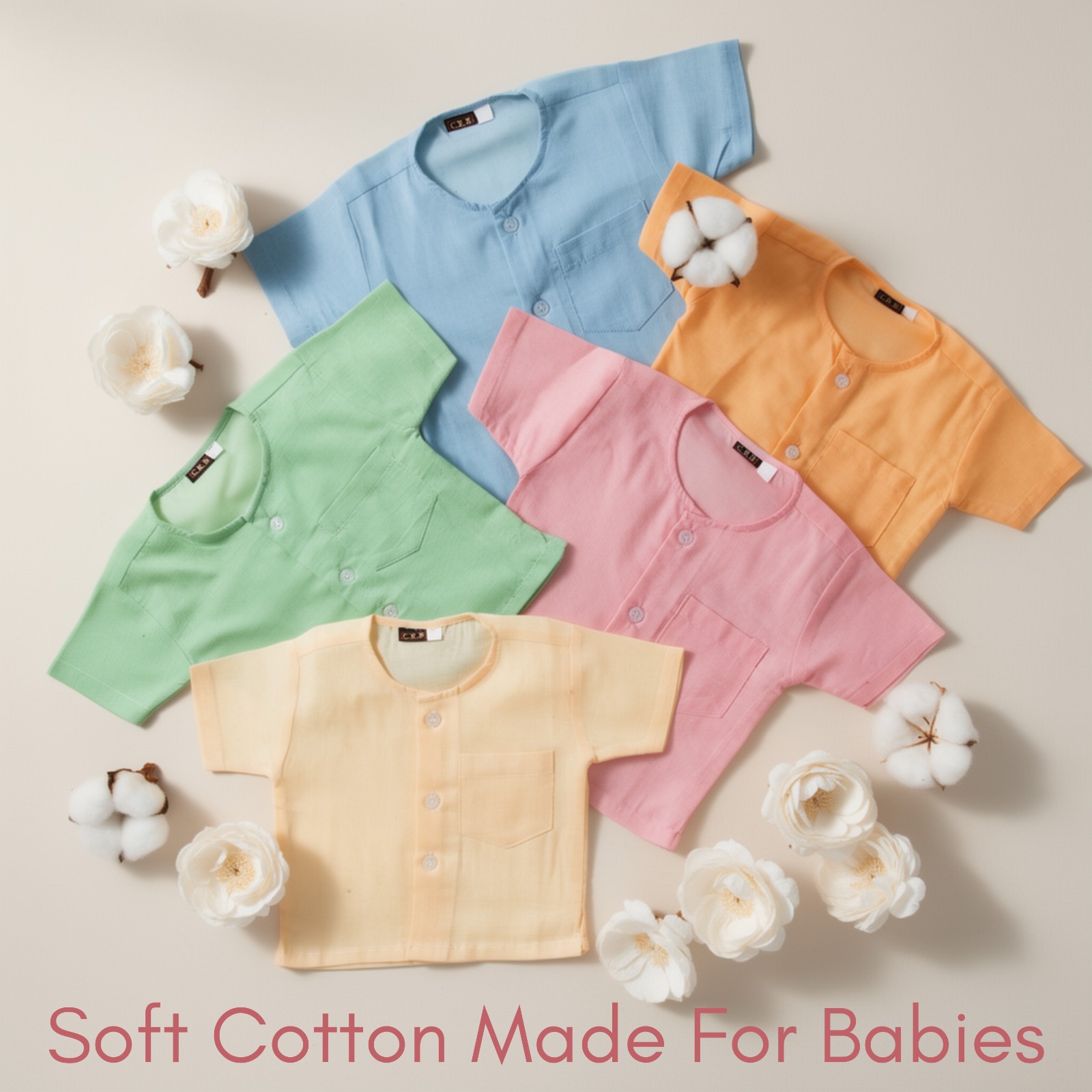 Vishtish Pure Cotton Bundy/Jabla for Newborn Kids, Half Sleeves, Pack of 5