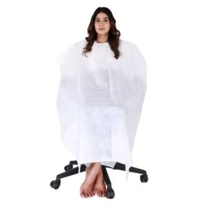 Disposable Hair Cutting Cape – White Non-Woven Salon Apron Sheet for Haircuts, Styling & Grooming